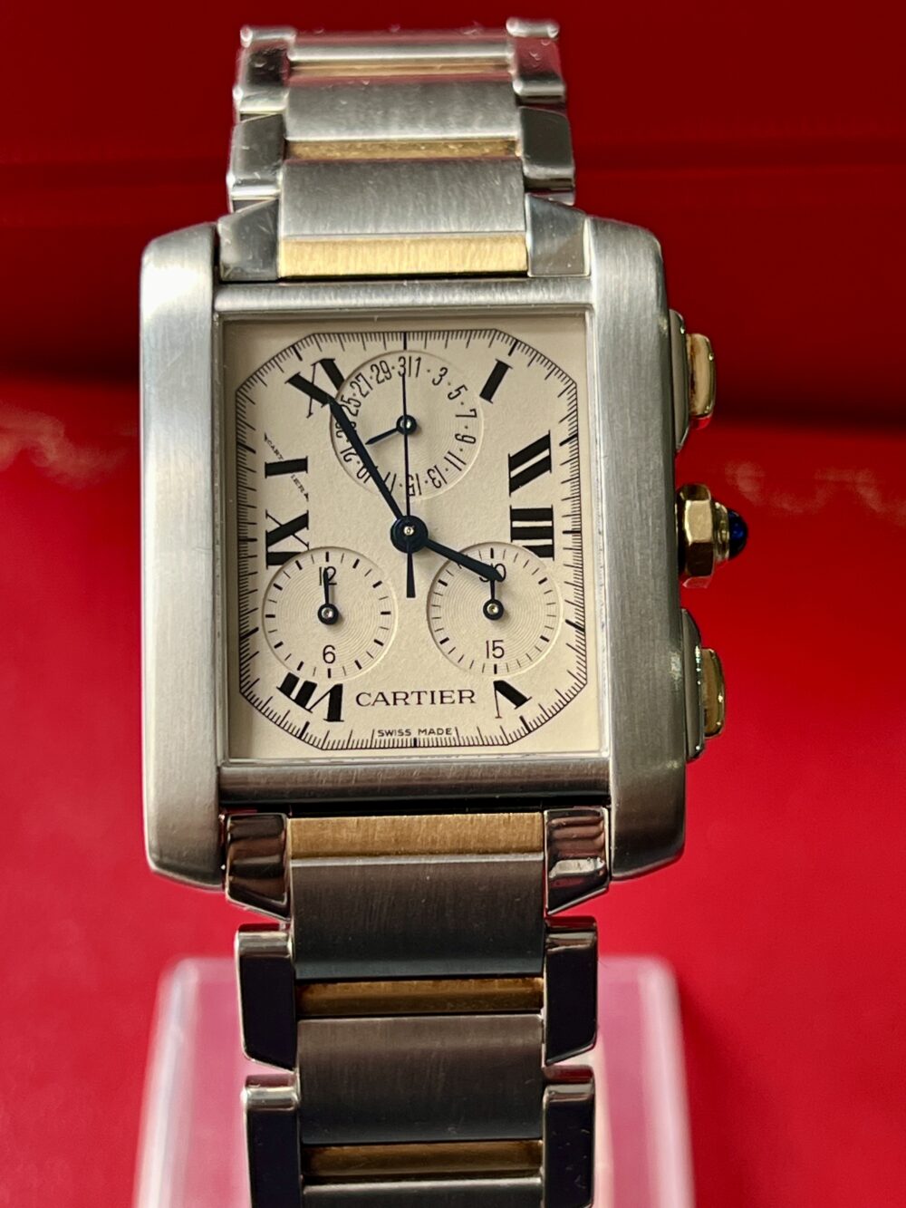 Cartier Tank Française chronograph chronoflex 2303 18k gold steel - Image 3