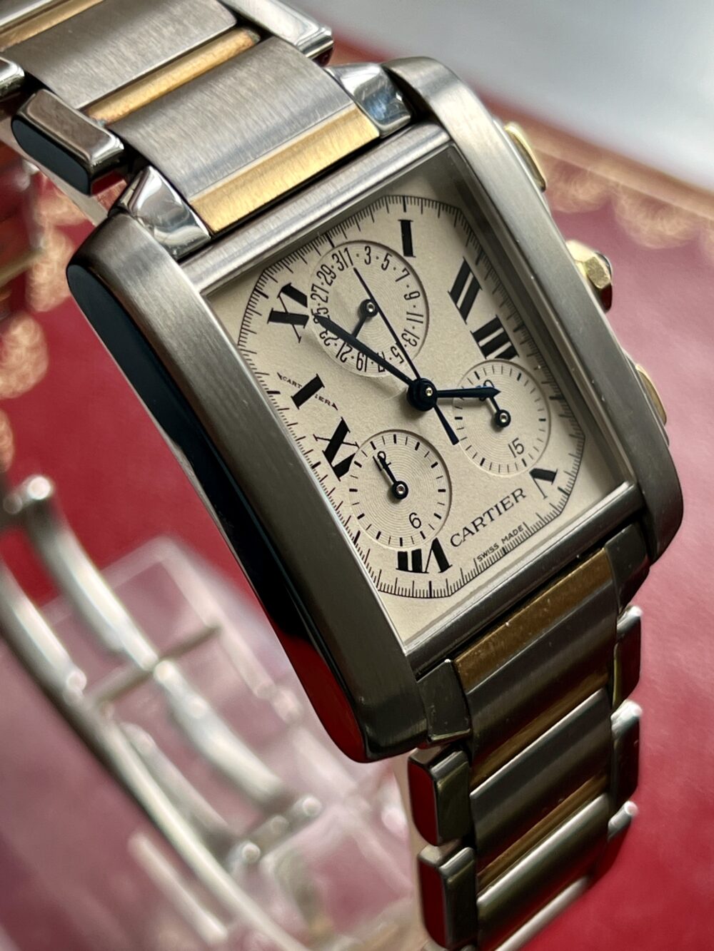 Cartier Tank Française chronograph chronoflex 2303 18k gold steel - Image 2