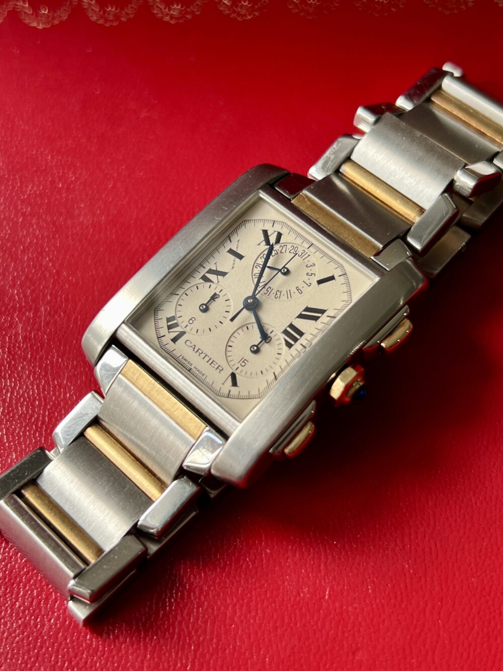 Cartier Tank Française chronograph chronoflex 2303 18k gold steel - Image 4