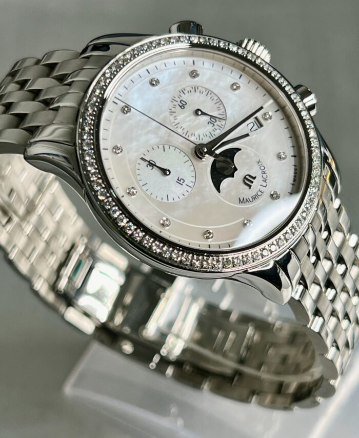 Gents Maurice Lacroix Les Classiques moon phase chronograph factory diamonds LC1087-SD502-160-1