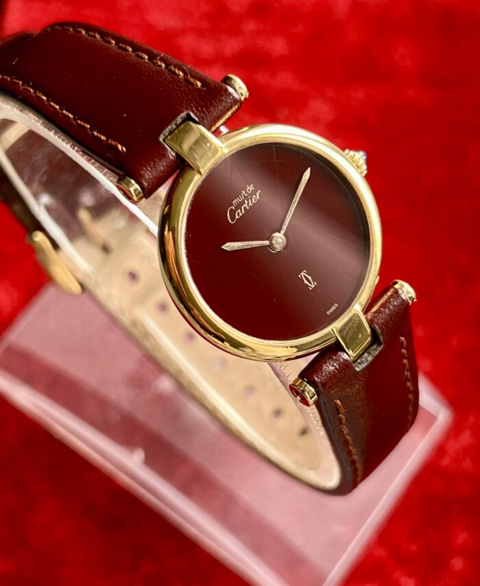 Ladies Cartier vendome vermeil 23mm burgundy
